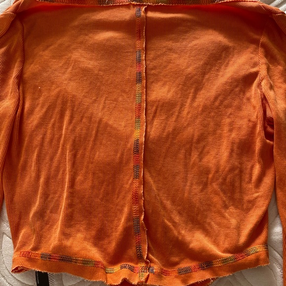 Super cute brand new urban outfitters orange top with rainbow stitching - Picture 5 of 5